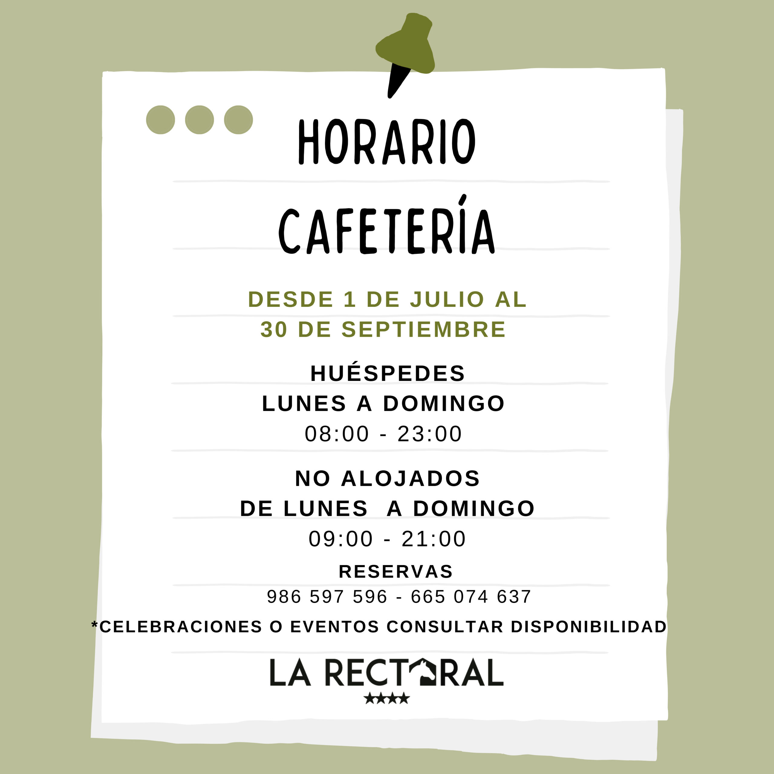 Hotel La Rectoral Galicia Horario Cafetería