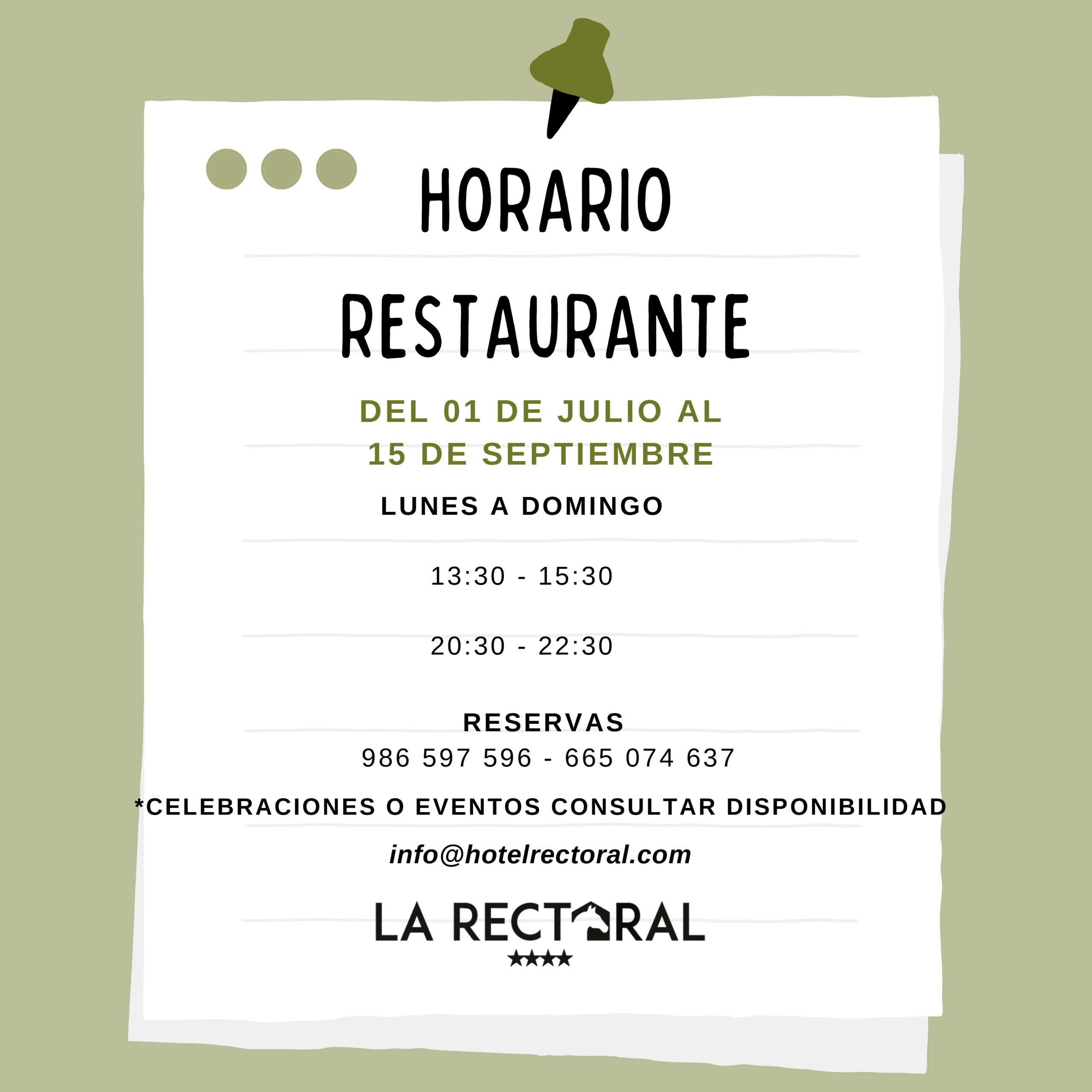 Hotel La Rectoral Galicia Horario Restaurante