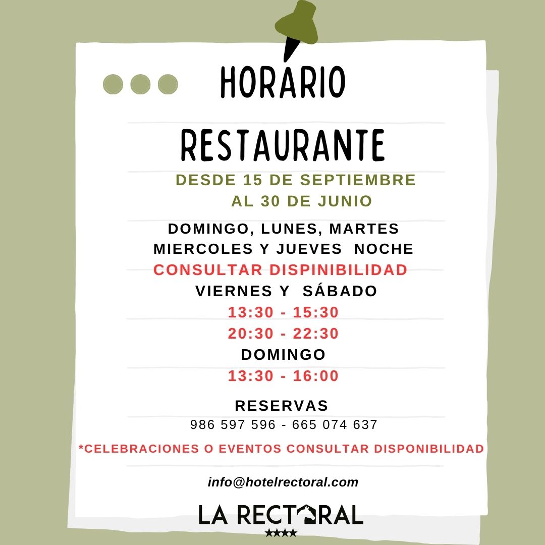 Hotel La Rectoral Pontevedra Horarios Restaurante